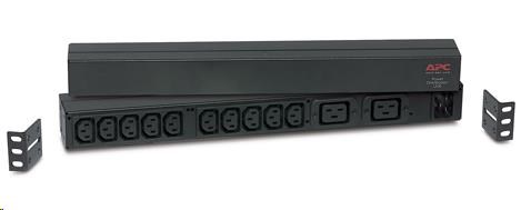 APC Rack PDU, Basic, 1U, 16A, 208&230V, (10)C13 & (2)C19, IEC-320 C20 2.5m