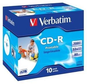 VERBATIM CD-R(10-Pack)Jewel/Printable/DLP/52x/700MB