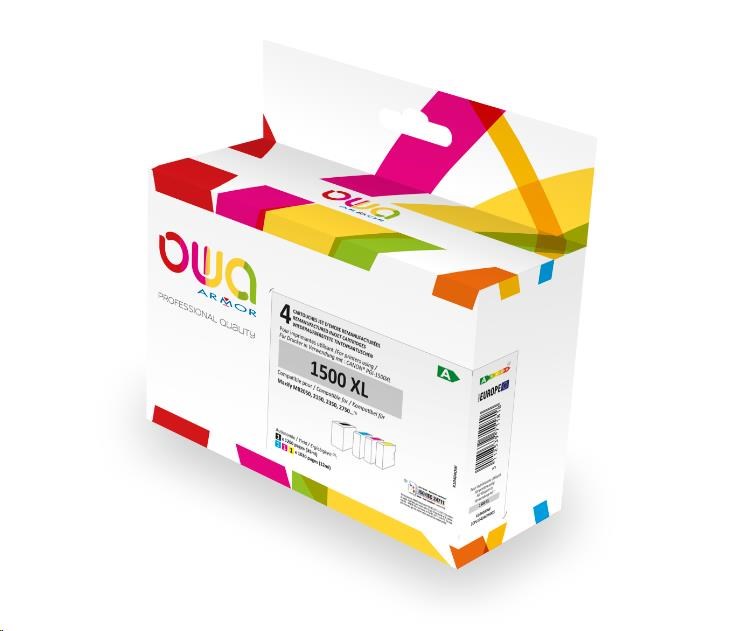 OWA Armor cartridge pro CANON, PACK4, PGI-1500XL CMYK, 35ml/3x12ml/1200p/3x1030p, černá/black+1C+1M+1Y