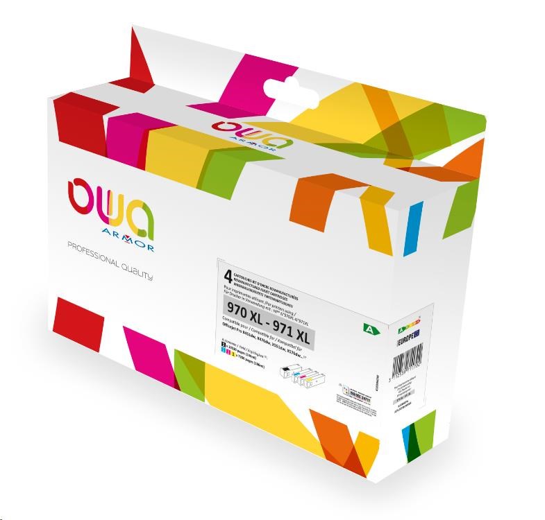 OWA Armor cartridge pro HP PACK 4 REMAN. 970XL+971XL,246ml/3x106ml/10530p/3x7200p,CN625AE/CN626AE/CN627AE/CN628AE,BCMY