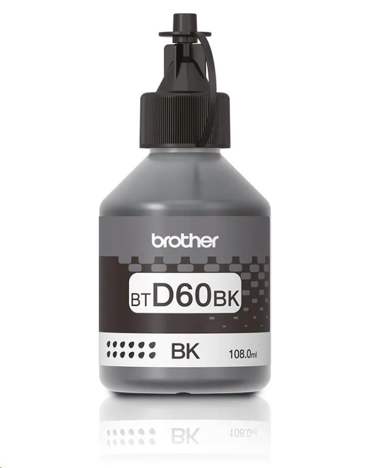 BROTHER INK BT-D60BK black pro T4xx, T5xx, T7xx, T9xx cca 6000 stránek, bezpigmentový - INKTANK