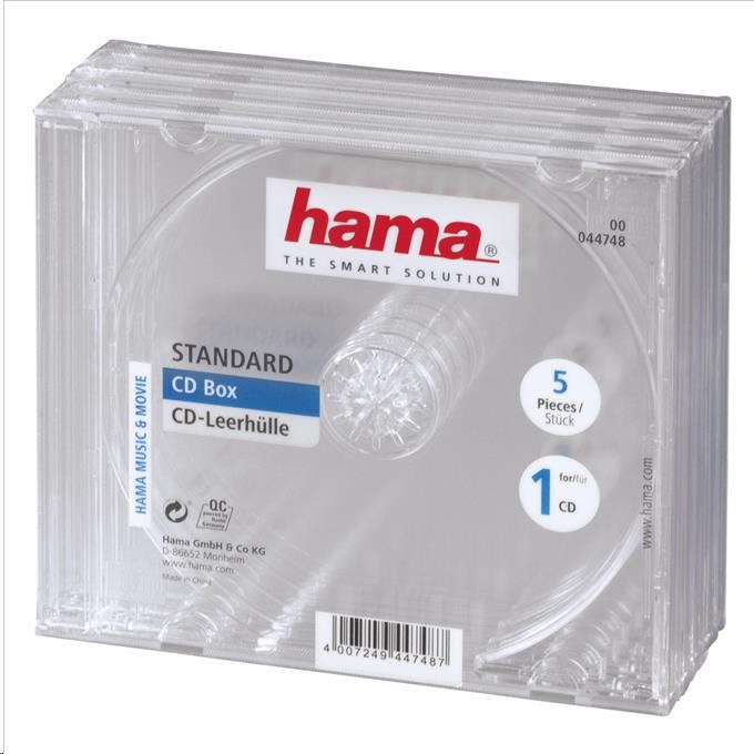 Hama náhradní obal na CD, průhledný, 5 ks