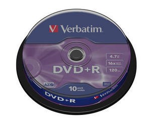 VERBATIM DVD+R(10-Pack)Spindle/General Retail/16x/4.7GB