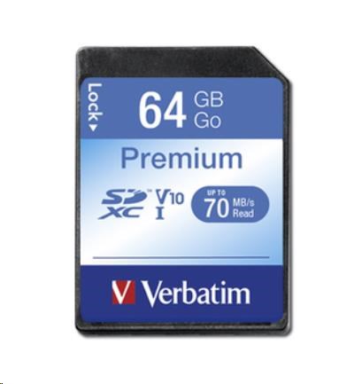 VERBATIM SDXC karta 64GB Class 10, UHS-1 (R:70/W:10 MB/s)