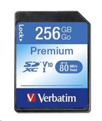 VERBATIM SDXC karta 256GB Class 10, UHS-1 (R:80/W:10 MB/s)