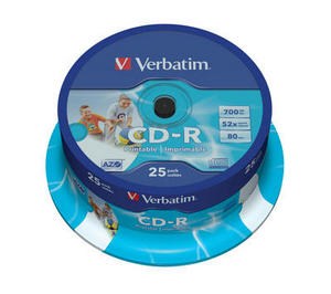 VERBATIM CD-R(25-Pack)Spindle/Printable/52x/700MB/DLP