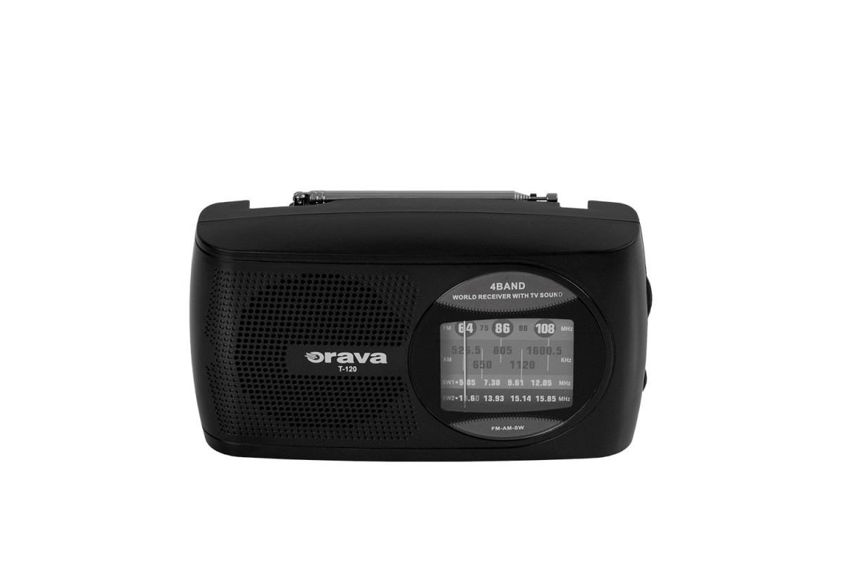 Orava T-120 B přenosný rádio přijímač, 1 W, výstup na sluchátka, AM & FM rádio, anténa, černá