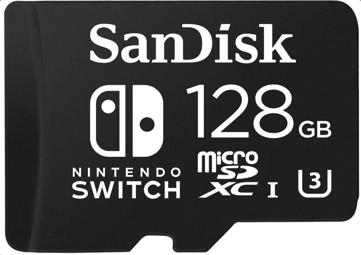 SanDisk MIcroSDXC karta 128GB for Nintendo Switch (R:100/W:90 MB/s, UHS-I, V30, U3, C10, A1) licensed Product