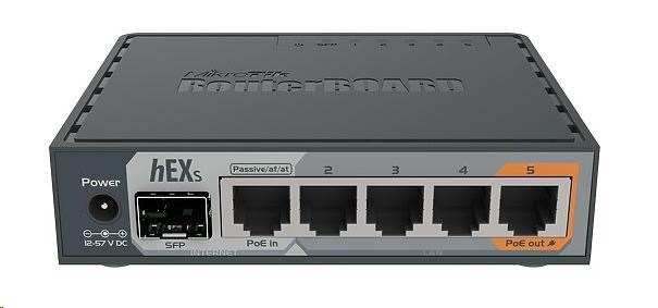 MikroTik RouterBOARD hEX S, 880MHz dual-core CPU, 256MB RAM, 5x LAN, 1x SFP, PoE in/out,USB,microSD slot, vč. L4 licence