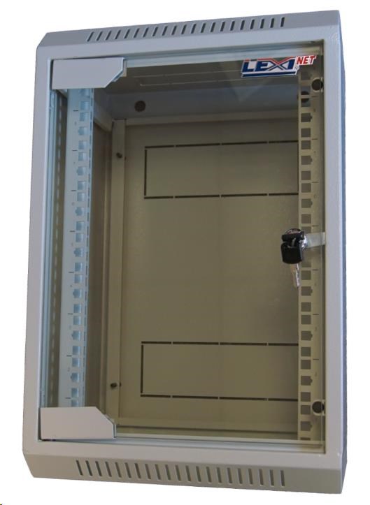 LEXI-Net 10" nástěnný rozvaděč 9U 310x260, skleněné dveře, svařovaný, šedý