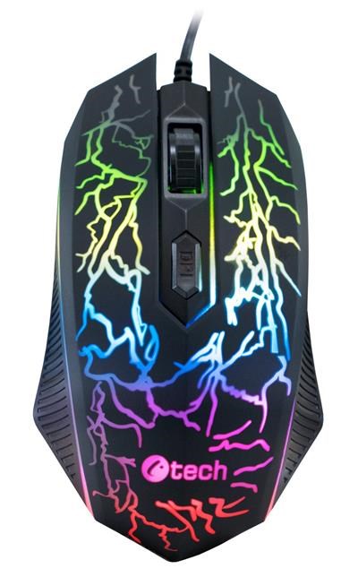 C-TECH herní myš Tychon (GM-03P), casual gaming, herní, 7 barev podsvícení, 3200DPI, USB