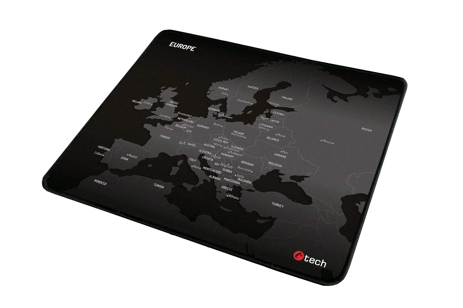 C-TECH herní podložka pod myš MP-01E (Europe), 320x270x4mm, obšité okraje