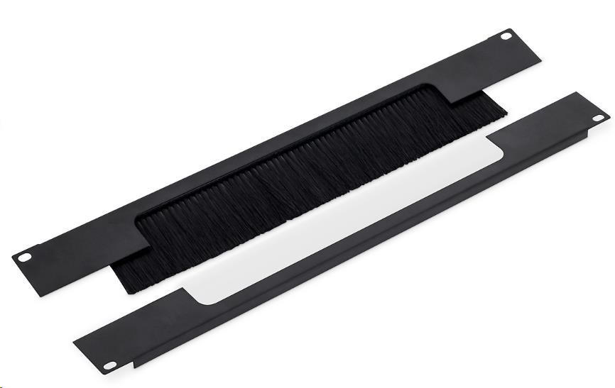 TRITON 19" průchozí panel 2U rozdělený horizontálně, kartáč, otvor 330 x 55 mm, šedý