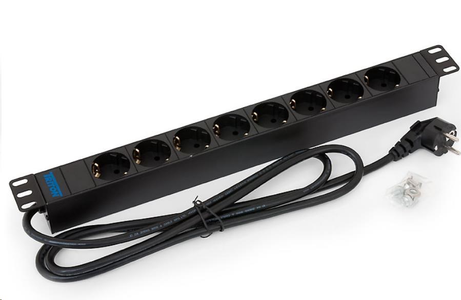 TRITON 19" rozvodný panel 8x230V DIN - 2m, černý