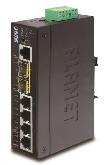 Planet switch IGS-5225-4T2S, průmyslový 4x10/100/1000T, 2x100/1000X SFP, -40~+75°C