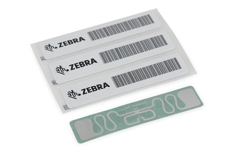 Zebra RFID Label, 45x13mm, Printable White PET, 3" core, 800/roll,