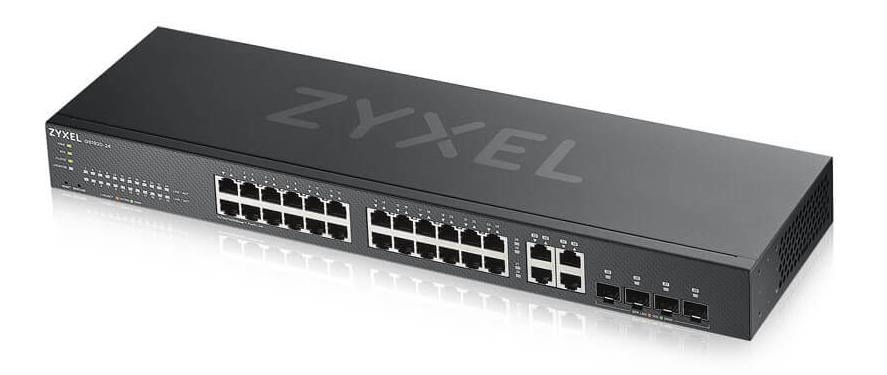 Zyxel GS1920-24V2 28-port Gigabit WebManaged Switch, 24x gigabit RJ45, 4x gigabit RJ45/SFP, fanless