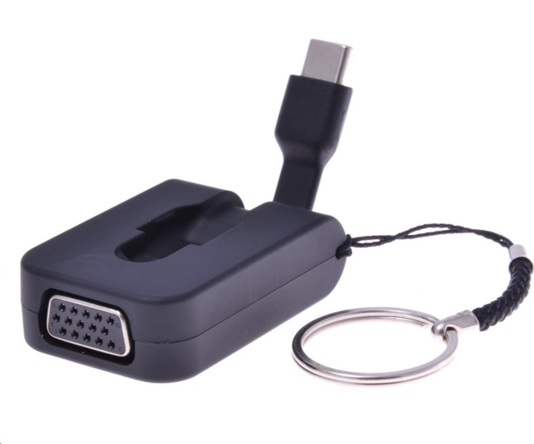 PREMIUMCORD Adaptér USB 3.1 Typ-C male na VGA female,zasunovací kabel a kroužek na klíče