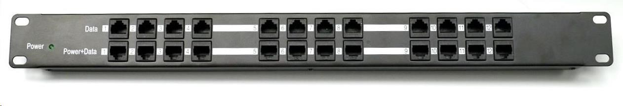 POE injektor pasivní - 12x 100 Mb/s, panel