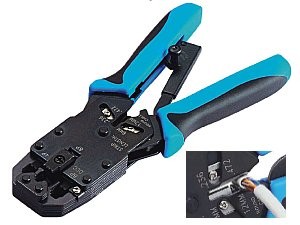 Kleště krimpovací PROFI s ráčnou pro konektory RJ10, RJ11, RJ12, RJ45, DEC s odizolovávačem