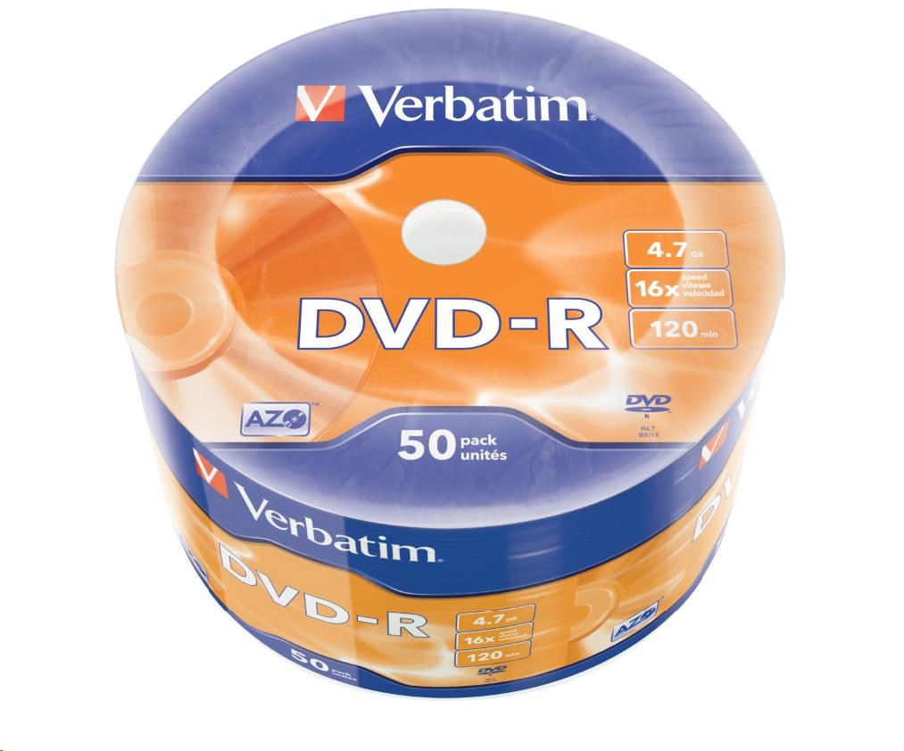 VERBATIM DVD-R (50-Pack) 16x WRAP 4.7GB MATT