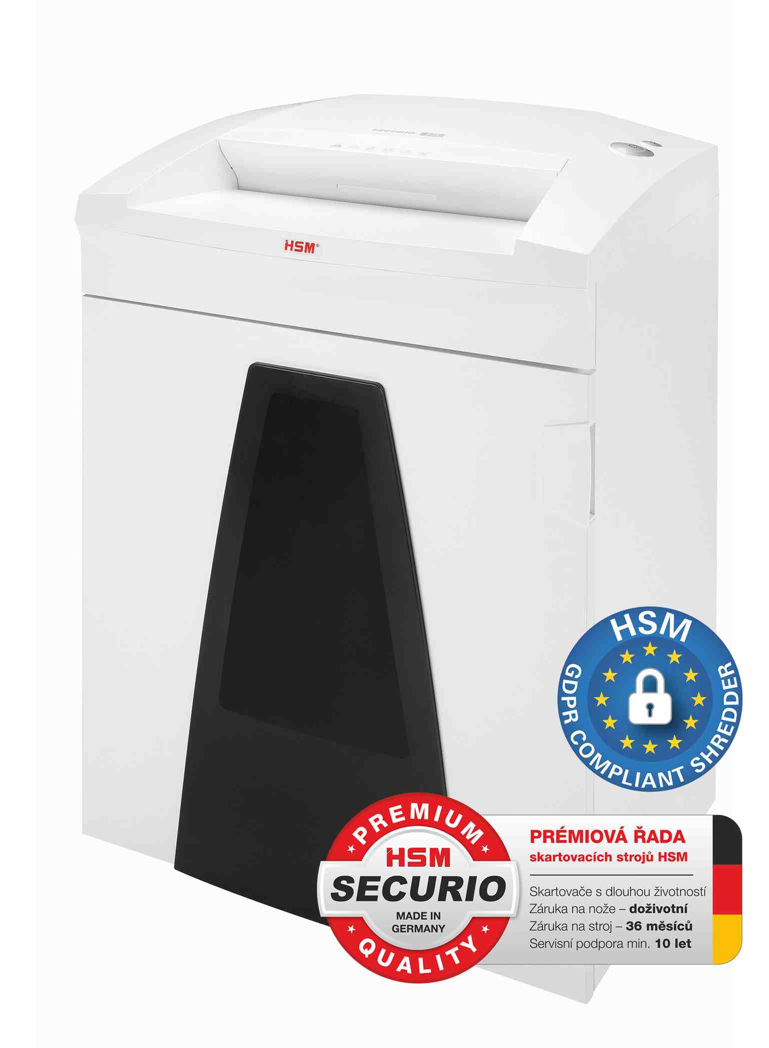 HSM skartovač Securio B35 (řez: Kombinovaný 4,5x30mm | vstup: 400mm | DIN: P-4 (3) | papír, sponky, plast. karty, CD)