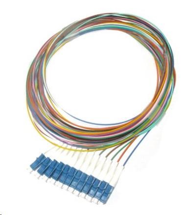 Pigtail SM 9/125, OS2, konektor LC, LS0H, 1m - sada 12 ks