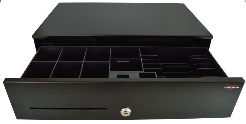 Virtuos pokladní zásuvka SK-500C, s kabelem 24V, pořadač 6/8, 9-24V, černá