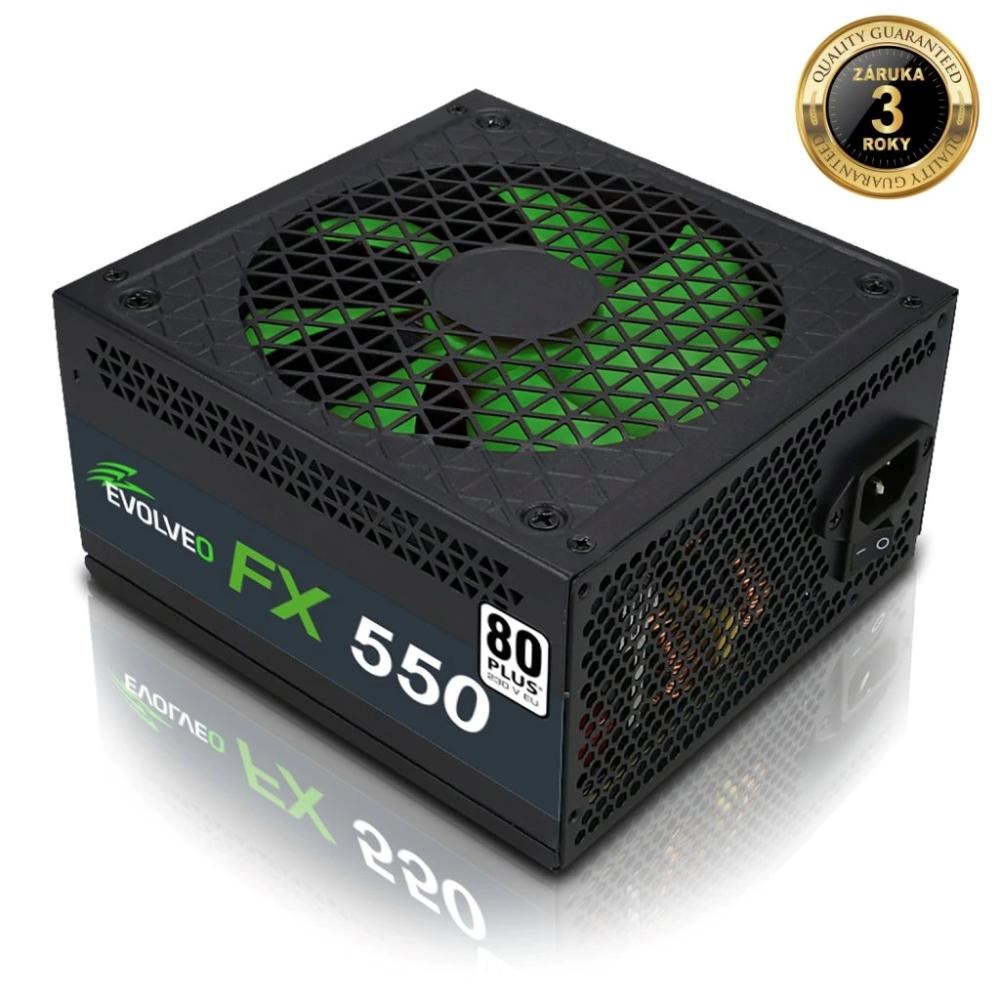 EVOLVEO FX 550 , zdroj 550W ATX, 14cm, tichý, 80+, bulk, záruka 3 roky