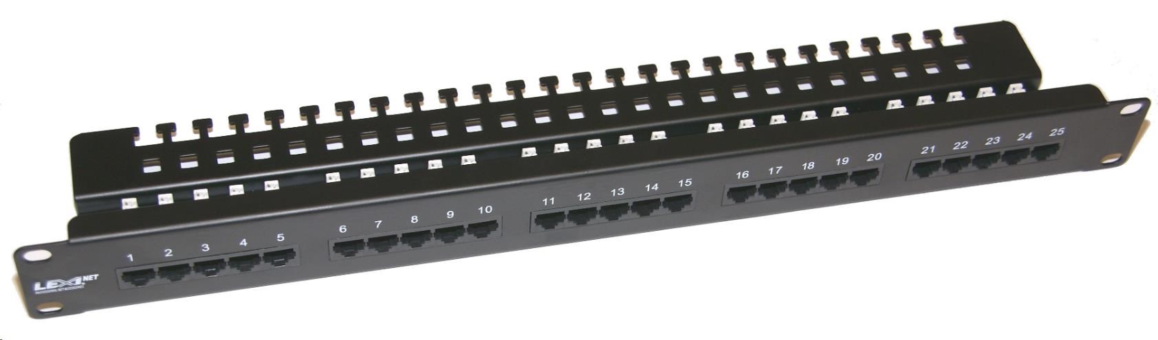 19" Patch panel LEXI-Net telefonní 25port, UTP, Cat3, krone, černý