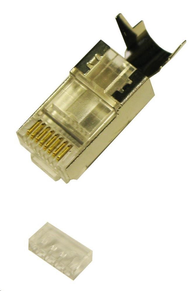 Konektor STP RJ45 (8p8c), Cat6A/Cat7, skládaný, drát (prodej po 10 ks)