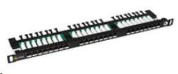 Solarix Patch panel 24xRJ45 CAT5E UTP s vyvazovací lištou černý 0,5U SX24HD-5E-UTP-BK