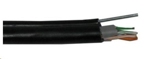FTP kabel PlanetElite s nosným lankem, Cat5E, drát, venkovní PE+PVC, Fca, černý, 305m