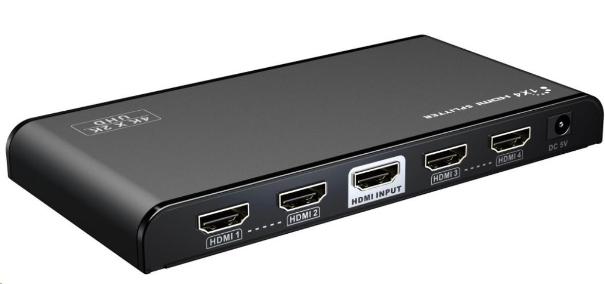 PremiumCord HDMI 2.0 splitter 1-4 porty, 4K x 2K/60Hz, FULL HD, 3D, černý