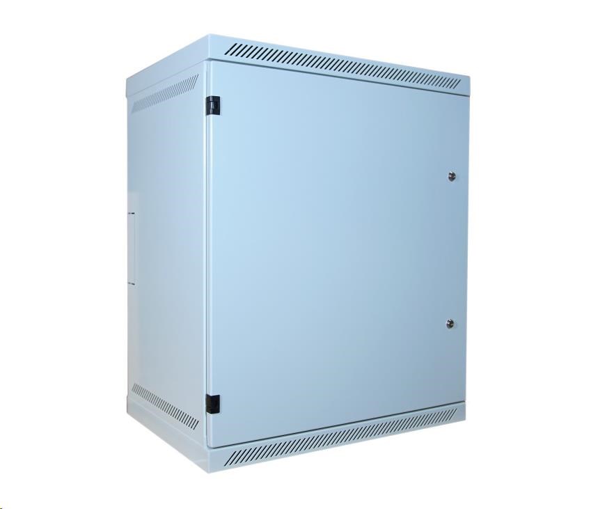 LEXI-Net 19" nástěnný rozvaděč 15U 600x450, nosnost 60 kg, plné dveře, svařovaný, šedý