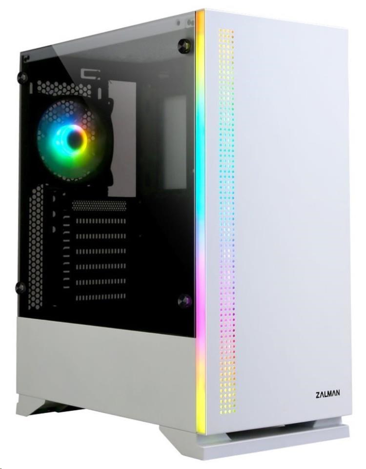 ZALMAN skříň S5 White,  ATX bez zdroje , RGB
