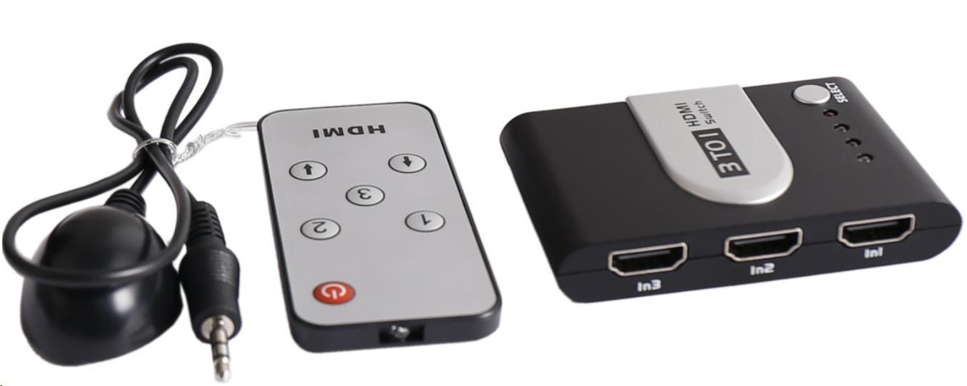 PREMIUMCORD HDMI switch 3:1 s dálkovým ovladačem