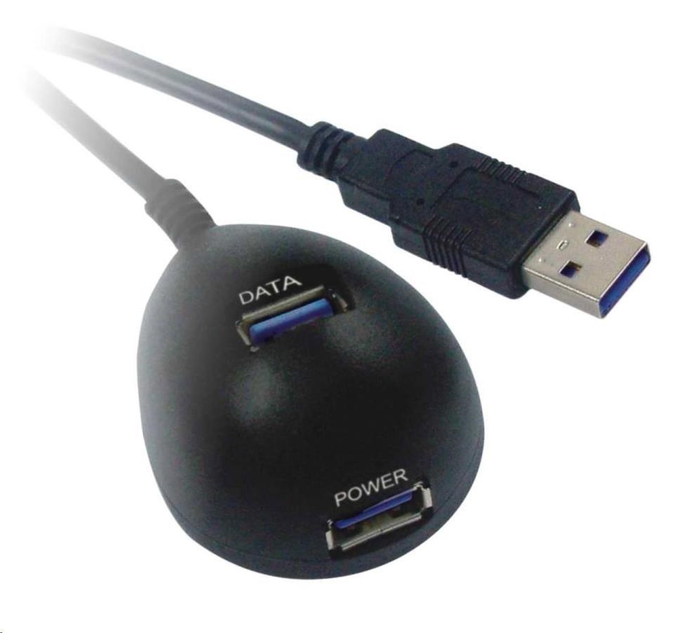 PREMIUMCORD Stolní držák USB zařízení, 2xUSB, černá