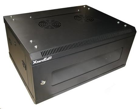 XtendLan 19" nástěnný rozvaděč 4U 600x450, nosnost 60 kg, skleněné kouřové dveře, svařovaný, černý