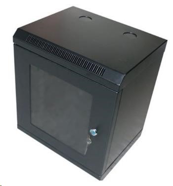 XtendLan 10" nástěnný rozvaděč 12U 350x280, nosnost 50 kg, dveře z plexiskla, svařovaný, černý