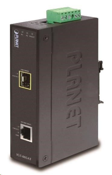 Planet IGT-805AT, konvertor 10/100/1000T RJ-45 na 1x 100/1000X SFP, -40 +75°C