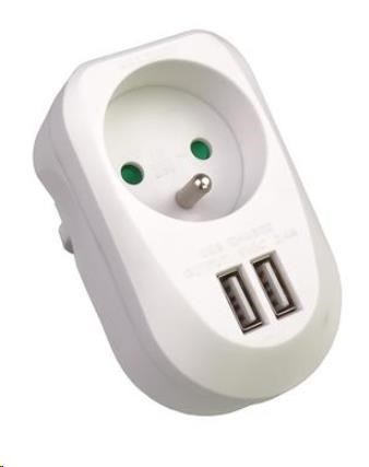 PREMIUMCORD USB nabíjecí adaptér 230V, 2xUSB 5V, maximální proud 3,4A
