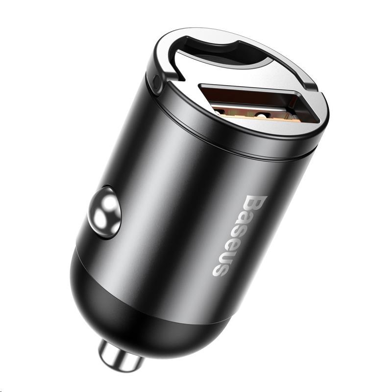 Baseus Tini Star Mini adaptér do automobilu USB-A QC 30W, šedá