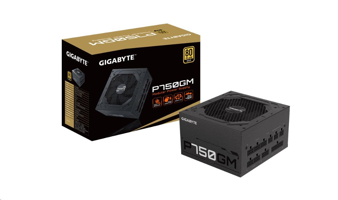 GIGABYTE zdroj P750GM, 750W, 80plus gold, modular, 120 mm fan