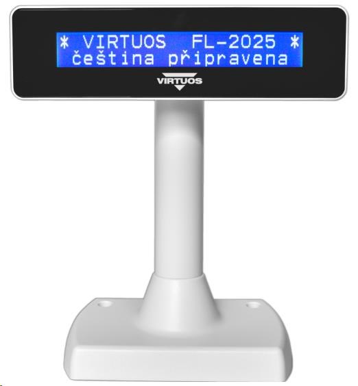 Virtuos zákaznický displej Virtuos FL-2025MB 2x20, RS232, bílý