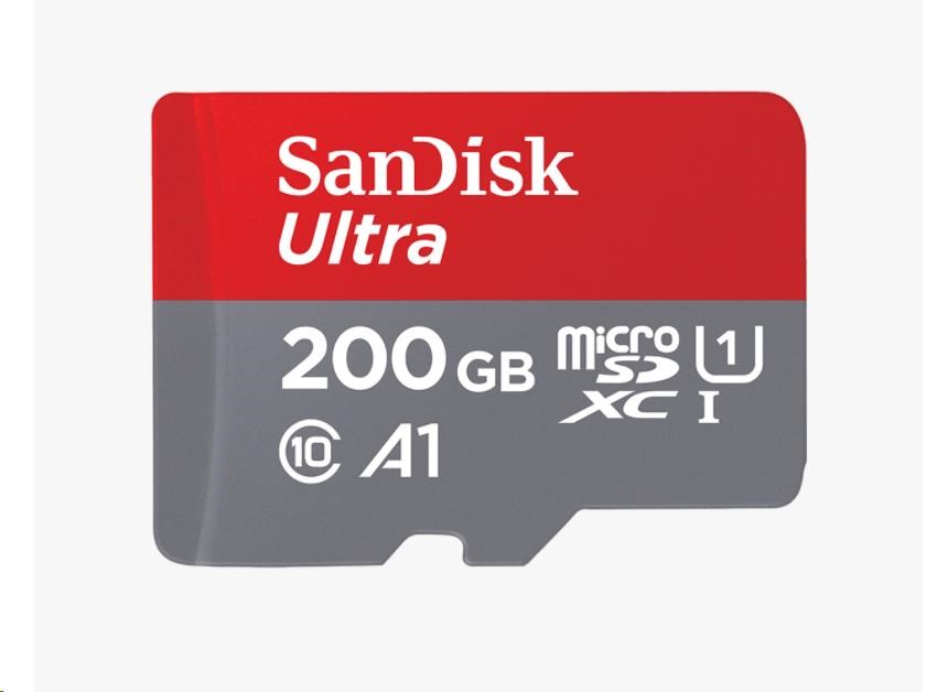 SanDisk MicroSDXC karta 200GB Ultra (120 MB/s, A1 Class 10 UHS-I, Android) + adaptér
