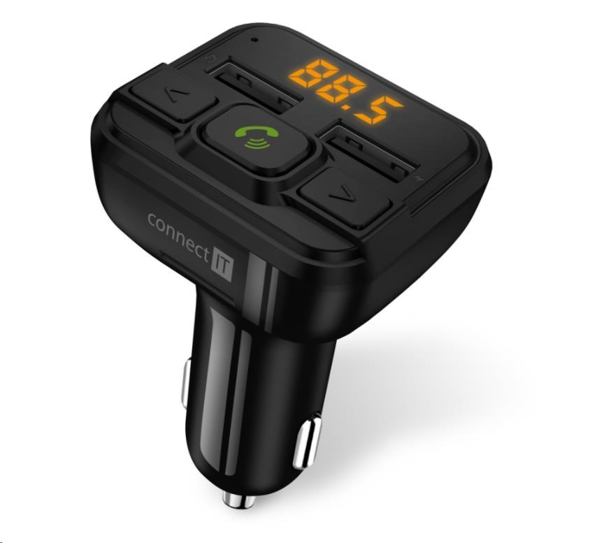 CONNECT IT InCarz Bezdrátový FM transmitter, 2xUSB+Micro SD Card, černá