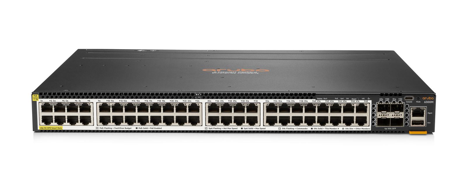 Aruba 6300M 48-port HPE Smart Rate 1/2.5/5GbE Class 6 PoE and 4-port SFP56 Switch