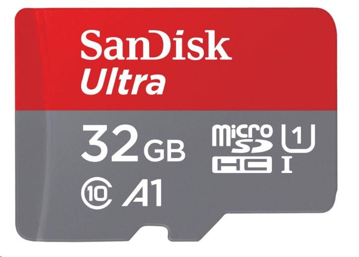 SanDisk MicroSDHC karta 32GB Ultra (120MB/s, A1 Class 10 UHS-I, Android - Tablet Packaging, Memory Zone App) + adaptér
