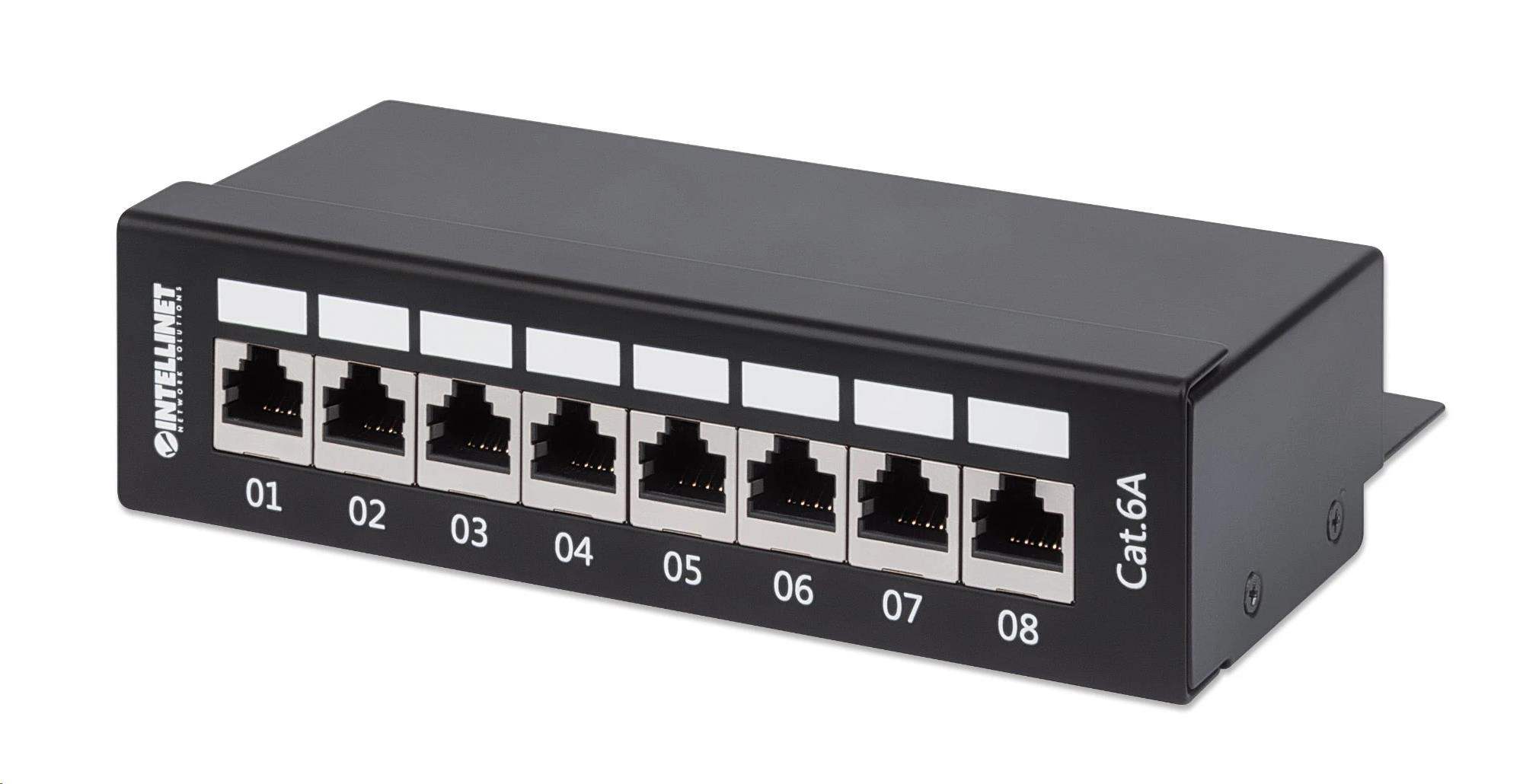 Intellinet Patch panel 8 port Cat6A, stíněný FTP, černý, stolní